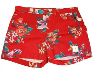 Old Navy red tropical flower shorts NWT size 16  5 inch